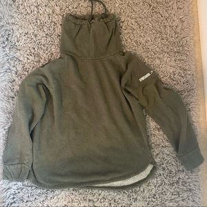 Gymshark Cowl Neck Sweater Mesh Sleeves Green XS